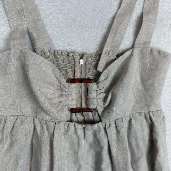 Reformation Noel Sundress Linen Dress Cutout Front Oatmeal Brown Tan 4 - Picture 2 of 7